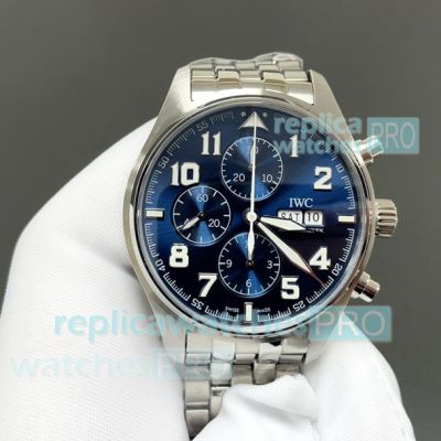 Swiss Copy IWC Schaffhausen Pilot's Spitfire Blue Face 43mm Chronograph Stainless Steel Watch 